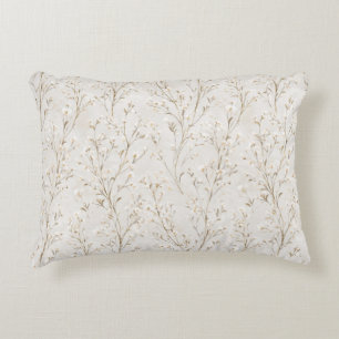 Pretty Cream White Flowers Accent Pillow