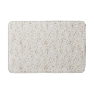 Pretty Cream White Flowers Bath Mat