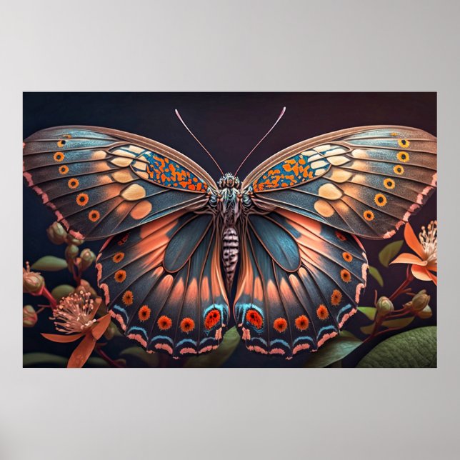 Pretty Creative Colourful Butterfly Illustration Poster (Front)