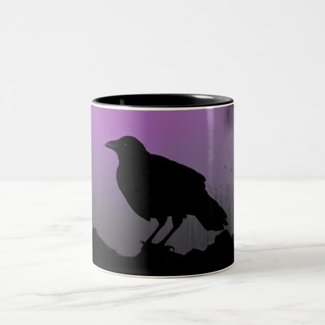 Pretty Crow Silhouette Two-Tone Coffee Mug (Center)