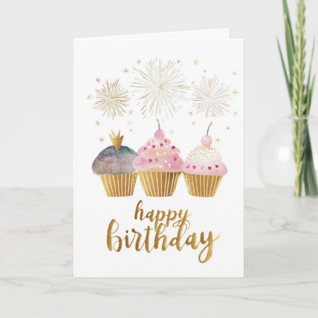 Pretty Cupcake Birthday Card (Front)