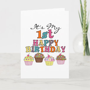 Pretty Cupcakes 1st Birthday Tshirts and Gifts Card