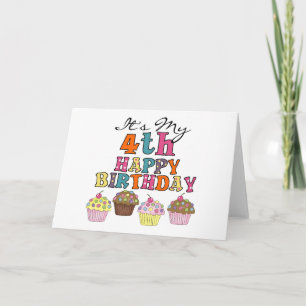Pretty Cupcakes 4th Birthday Tshirts and Gifts Card