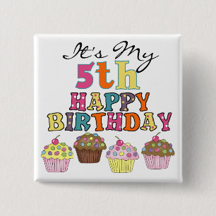 Pretty Cupcakes 5th Birthday Tshirts and Gifts 2 Inch Square Button