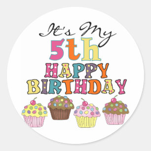 Pretty Cupcakes 5th Birthday Tshirts and Gifts Classic Round Sticker