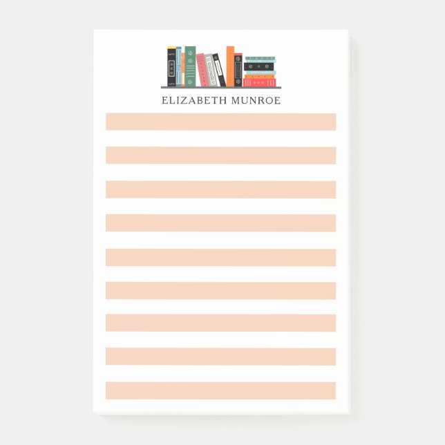 Pretty Custom Name Book Lover Post-it Notes (Front)