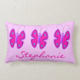 Pretty Custom Pink Butterfly Polka Dots for Girl Lumbar Pillow