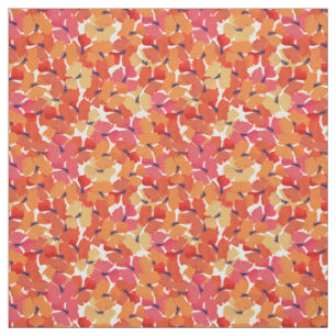 Pretty Custom Red Field Poppies on White Fabric