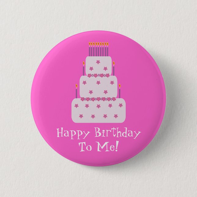 Pretty Customizable Birthday Cake Pink 2 Inch Round Button (Front)