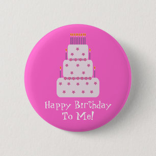 Pretty Customizable Birthday Cake Pink 2 Inch Round Button