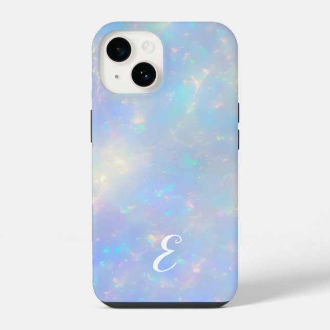 Pretty Customizable Faux Opal Gemstone iPhone Case (Back)