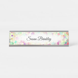 Pretty Cut Glass 2 Desk Name Plate