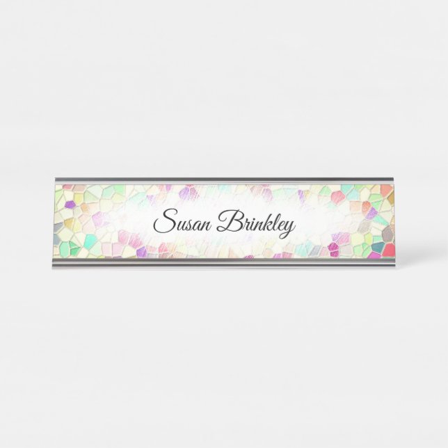 Pretty Cut Glass 2 Desk Name Plate (Front)