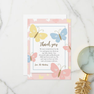 Pretty cute butterfly baby shower thank you cards