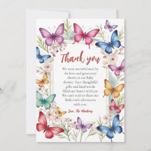 Pretty cute butterfly baby shower thank you cards