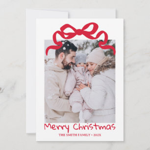 Pretty cute Christmas Red Bow Photo card 