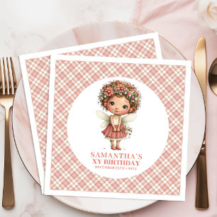 Pretty Cute Fairy Floral 5th Birthday Party Napkin
