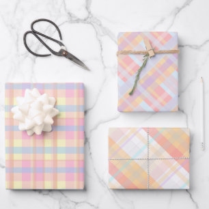 Pretty Cute Pastel Retro Classic Plaid Patterns Wrapping Paper Sheet