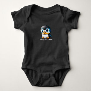 Pretty Cute Right Text Little Penguin Cartoon Baby Bodysuit