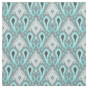 Pretty Cute Trendy Turquoise Ikat Tribal Pattern Fabric