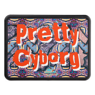 Pretty Cyborg  Floral Cyberpunk Pattern Trailer Hitch Cover