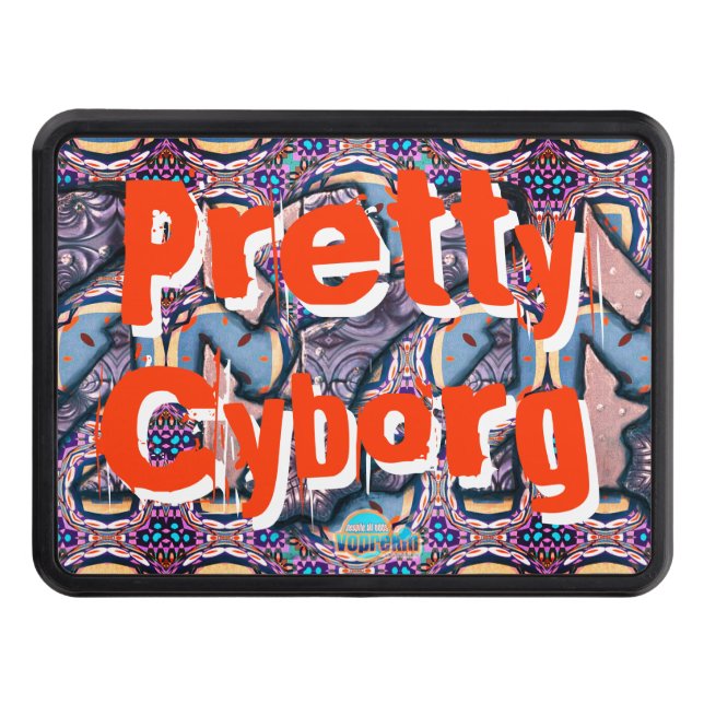 Pretty Cyborg  Floral Cyberpunk Pattern Trailer Hitch Cover (Front)