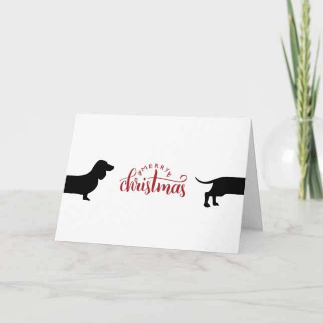 Pretty dachshund Merry Christmas Holiday Card (Front)