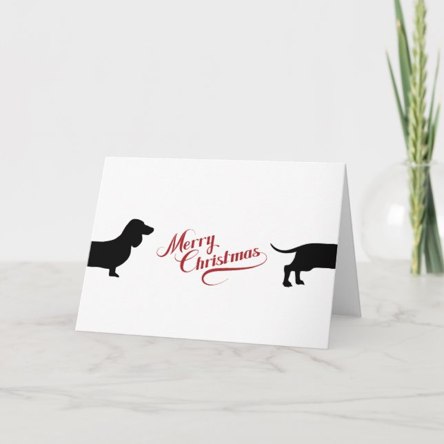 Pretty dachshund Merry Christmas Holiday Card (Front)