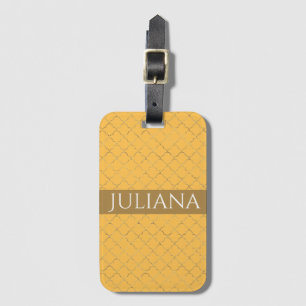 Pretty Daffodil Gold Quatrefoil Personalized Luggage Tag
