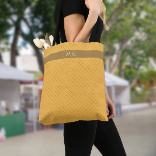 Pretty Daffodil Gold Quatrefoil Personalized Tote Bag