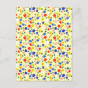 Pretty Dainty Cute Floral on Pastel Yellow Postcard