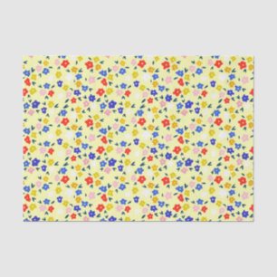 Pretty Dainty Cute Floral on Pastel Yellow Tissue Paper