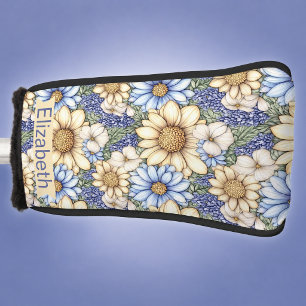 Pretty Daisies and Lavender Flowers Personalized Golf Head Cover