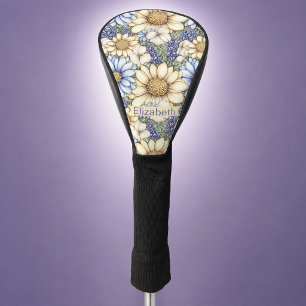 Pretty Daisies and Lavender Flowers Personalized Golf Head Cover
