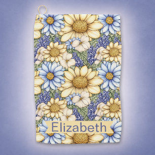 Pretty Daisies and Lavender Flowers Personalized Golf Towel