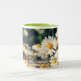 Pretty Daisies Bible Verse Two-Tone Coffee Mug