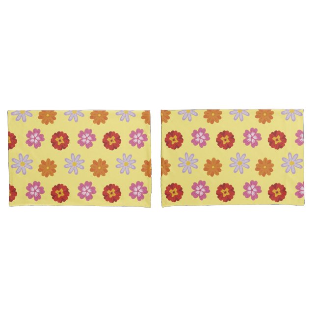 Pretty Daisies Floral Yellow Flower Pattern Pillowcase (Front-Set)