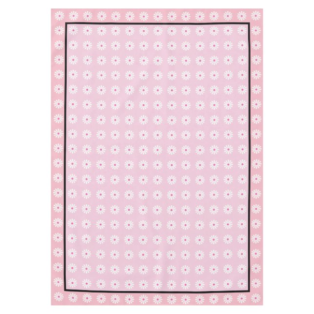 Pretty Daisies, French pinks and black border Tablecloth (Front)