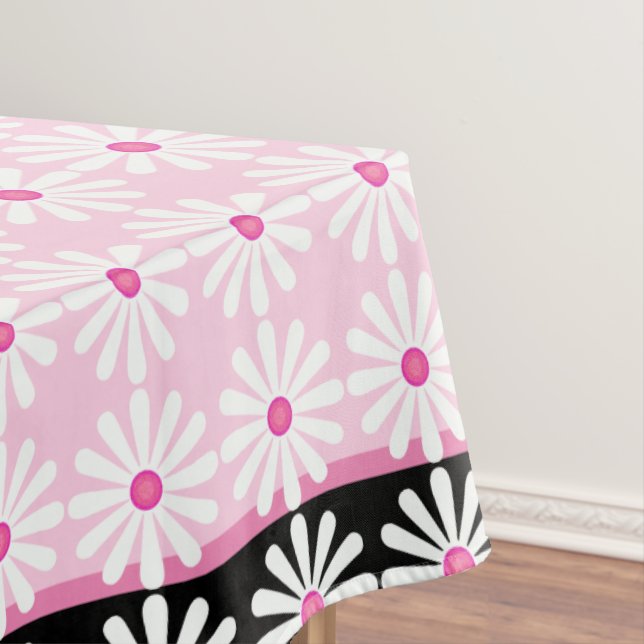 Pretty Daisies, French pinks and black border Tablecloth (In Situ)