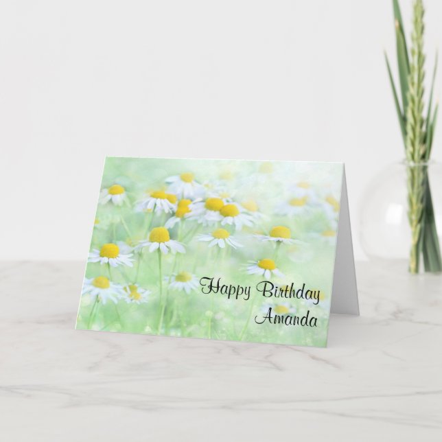 Pretty Daisies in a Field Photograph Birthday Card (Front)