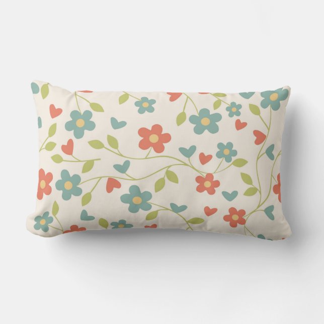 Pretty Daisies In Multi Colours  Lumbar Pillow (Front)