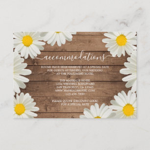 Pretty Daisies Rustic Wood Wedding Information Enclosure Card