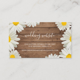 Pretty Daisies White Floral Rustic Wedding Website Enclosure Card