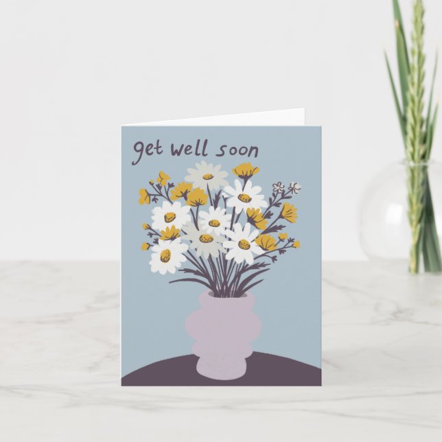Pretty Daisy Bouquet CUSTOM Get Well Soon  Card (Front)