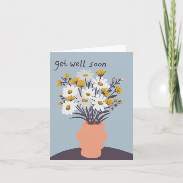 Pretty Daisy Bouquet CUSTOM Get Well Soon  Card (Front)