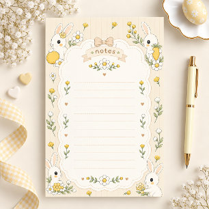 Pretty Daisy Bunny Lined Stationery Paper