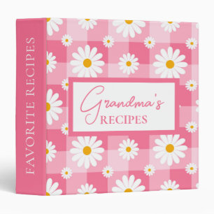 Pretty Daisy Floral Gingham Grandmas Recipes Binder