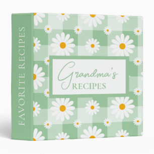 Pretty Daisy Floral Gingham Grandmas Recipes Binder