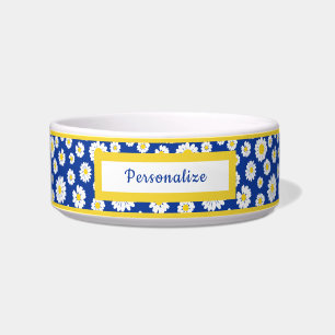 Pretty Daisy Flower Pattern Floral Blue Yellow Bowl