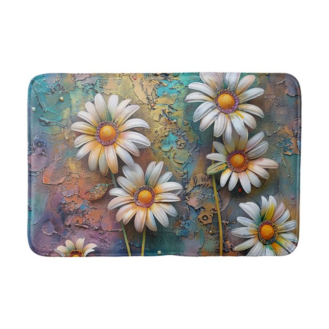 Pretty Daisy Flowers Floral Pattern Nature Bath Mat (Front)